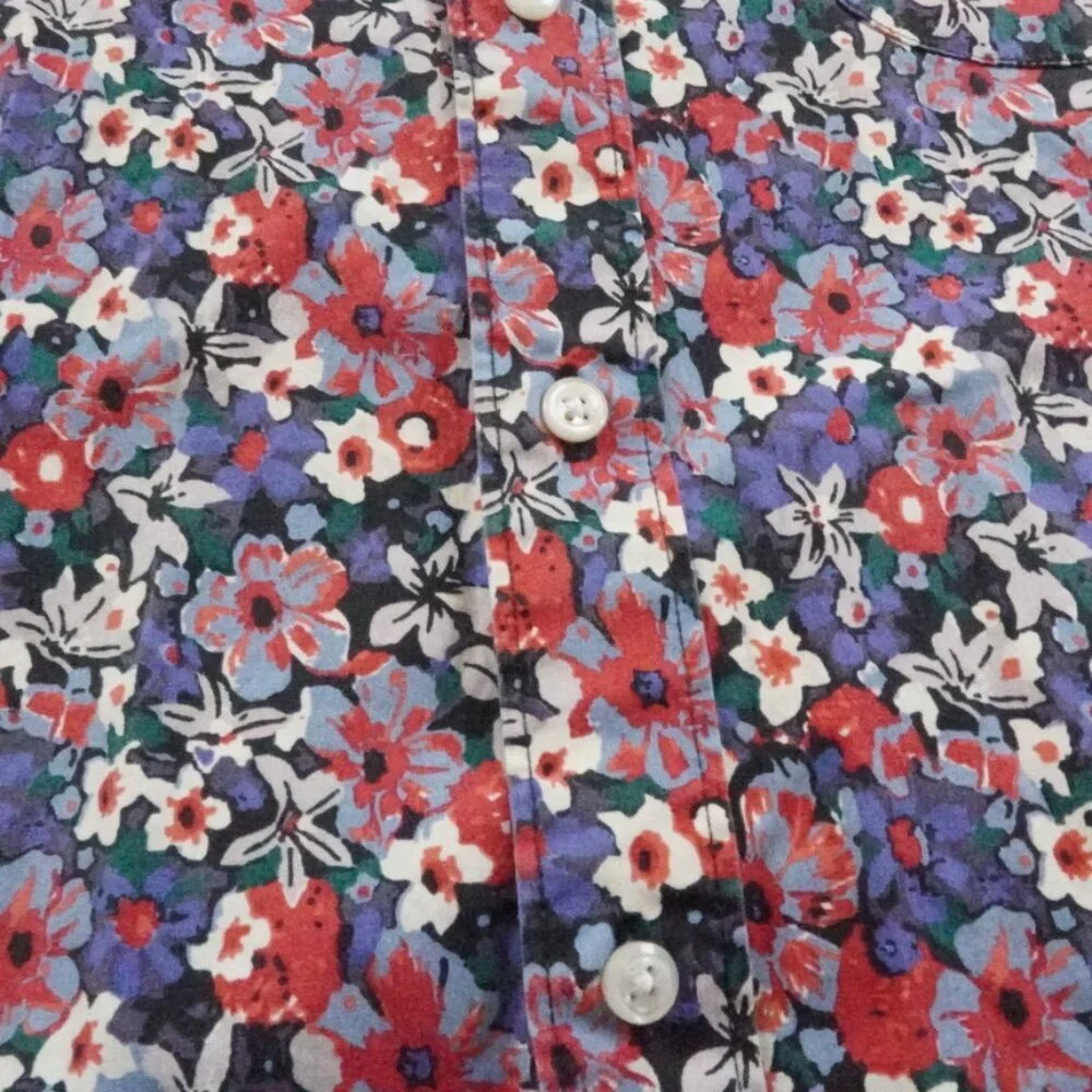 J. Crew Men's Floral Button-Down Shirt in Red, Purple, White, Green